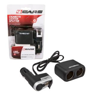 Rozbočka zapaľovača 2x - 12/24V s USB