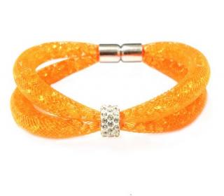 Luxusný Crystal  double Náramok - módny HIT - oranžová neon jew1046 bižutéria (Luxusný Crystal  double Náramok - módny HIT - oranžová neon jew1046 bižutéria)