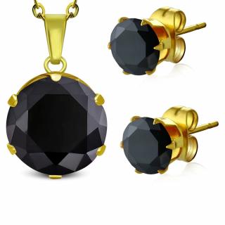Žiarivý set náhrdelník + náušnice zlatá mv2966 chirurgická oceľ (Žiarivý set náhrdelník + náušnice zlatá mv2966 chirurgická oceľ)