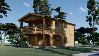 Chata 66mm / 44+44mm (8 izieb / 130,9 m²) (kód: 62CHT4444)  (Zrubová chata)