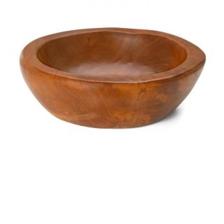 Drevené umývadlo DIVERO, masívne teakové drevo, Ø 39-40 cm