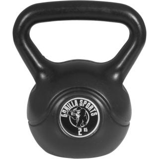 Gorilla Sports Kettlebell činka, plast, čierna, 2 kg