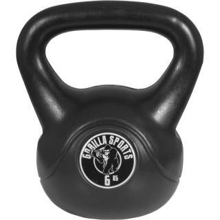 Gorilla Sports Kettlebell činka, plast, čierna, 6 kg