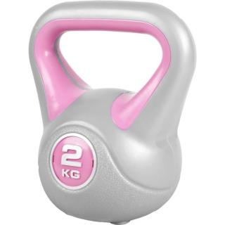 Gorilla Sports Kettlebell činka, vinylová, ružová, 2 kg