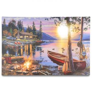 Nástenná maľba Západ slnka Kanada, 4 LED diódy, 40 x 60 cm