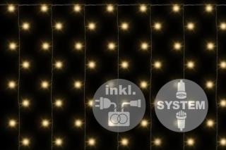 NEXOS diLED svetelný záves 200 LED, teplá biela + napájanie