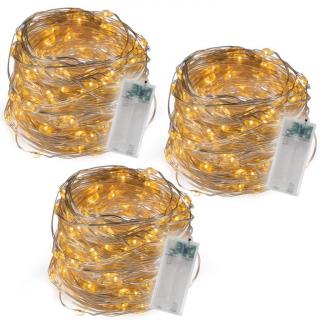 Sada 3 svetelných káblov 40 LED, teplá biela