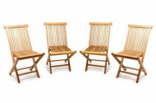 Sada 4 kusov - záhradné skladacie stoličky DIVERO - teak