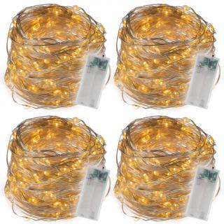 Sada 4 svetelných káblov 40 LED, teplá biela