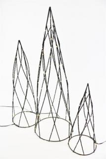 Sada kovových pyramíd, 154 LED diód, teplá biela