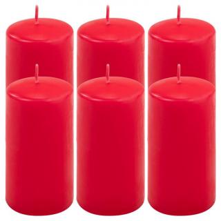 Sada stĺpových sviečok, 11,5 cm, Ø 6 cm, červená, 6 ks
