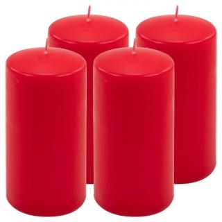 Sada stĺpových sviečok, 15 cm, Ø 7,5 cm, červená, 4 ks