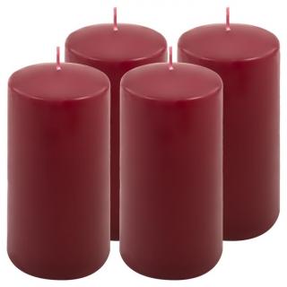 Sada stĺpových sviečok, 15 cm, Ø 7,5 cm, vínová, 4 ks