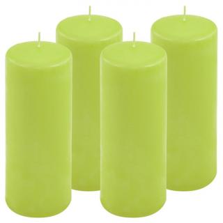 Sada stĺpových sviečok, 20 cm, Ø 7,5 cm, svetlozelená, 4 ks