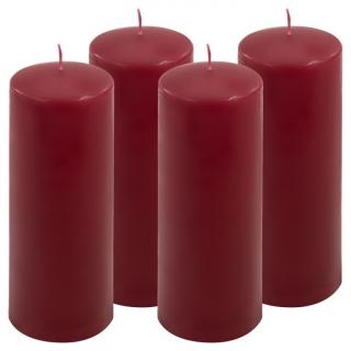 Sada stĺpových sviečok, 20 cm, Ø 7,5 cm, vínová, 4 ks