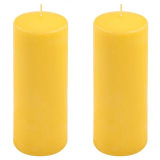 Sada stĺpových sviečok, 20 cm, Ø 7,5 cm, žltá, 2 ks
