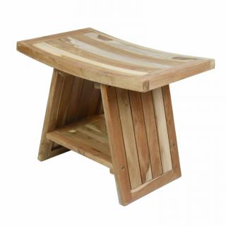 Stolička DIVERO, masívny neošetrený teak, 60 x 35 x 45 cm