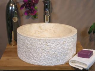 Umývadlo z prírodného kameňa MIRUM 509 Ø 40 cm Cream