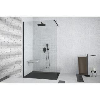 AVEO BLACK matná /čierna/ Walk-in sprchová zástena 118,5 - 120 x 195 cm,bezbariérová,číre sklo