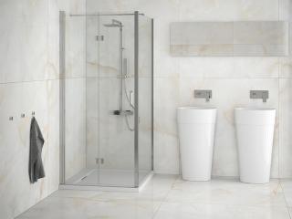 BESCO EXO-H+CH jednokrídlové bezbariérové sprchové dvere chróm, otváranie zalamovacie rozmer 98,5 - 101,5 x 190 cm + pevná stena 78,5 - 80 x 190 cm