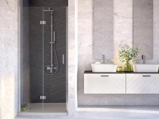 BESCO EXO-H jednokrídlové bezbariérové sprchové dvere chróm, otváranie zalamovacie rozmer 78,5 - 81,5 x 190 cm