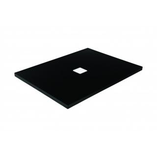 BESCO NOX vanička z liateho mramoru čierna matná 100x80x3,5cm,biela krytka na sifón,bez sifónu