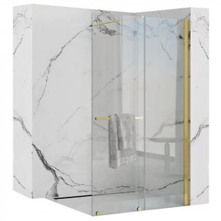 CORTIS posuvná 2 dielna sprchová zástena 119,0-120,5 x 199,5 cm 1x posuvné dvere 1x pevná stena, zlatý profil,číre sklo