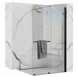 CORTIS posuvná 2 dielna sprchová zástena 99,0-100,5 x 199,5 cm 1x posuvné dvere 1x pevná stena,čierna matná,číre sklo