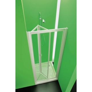 Forte Domino sprchové zalamovacie dvere biele 104–109 × 185 cm, polystyrol (2,2 mm) bez vaničky
