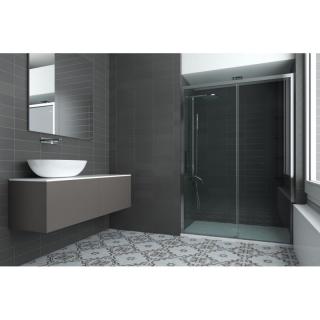 FORTE URBAN ESSENCE N1FS matný hliník sprchové posuvné dvere do niky 115,5-120×200(v) cm,číre sklo,bezbariérový vstup,bez vaničky