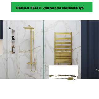 Instal Projeckt kúpeľňový radiátor BELTI C66/84 Golden Life šírka 400x753 mm  s vykurovacou tyčou mosadz