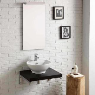 Kúpeľňová zostava SKY 60x50x198 cm s umývadlovou misou Momart a zrkadlom s lampou
