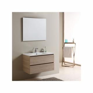 KV STORE BERLIN kúpeľňový nábytok 80 cm model svetlohnedý dub s dvomi zásuvkami,keramickým umývadlom,zrkadlom