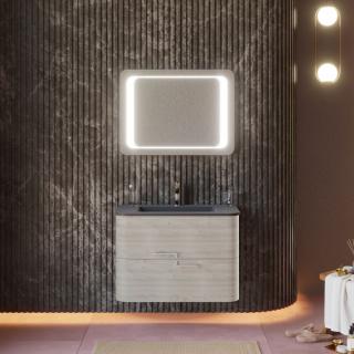KV STORE kúpeľnový nábytok HOLLYWOOD 80 cm arktický dub s umývadlom z liateho mramoru a zrkadlom s LED osvetlením