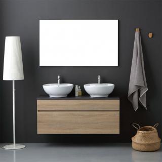 KVS BERLIN kúpeľňový nábytok svetlý dub jedna zásuvka 120 cm s 2x umývadlo,zrkadlom ()