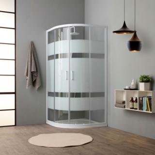 KVS sprchový kút VENERE DOCCIA CITY biely 88-92x88-92x185 cm ,sklo s podtlačou,otváravé dvierka posuvné,štvrťkruh,bez vaničky