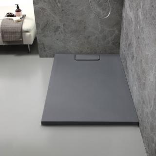 KVS STORE PIATTO sprchová vanička 100x70x3,5cm z liateho mramoru ultra tenka,matná bridlicová šedá,kamenný efekt,bez nožičiek
