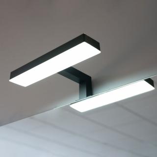 NETTUNO LED osvetlenie š 20 x v 5 x h 12,5 cm v matnom čiernom prevedení,určené na upevnenie k hornému okraju zrkadla