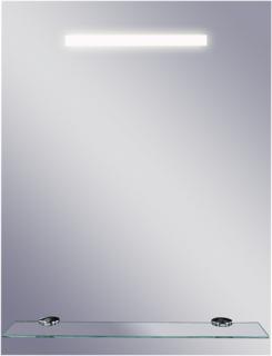OLSEN SPA  zrkadlo LINEA II so žiarivkovým osvetlením 50x65 cm a poličkou