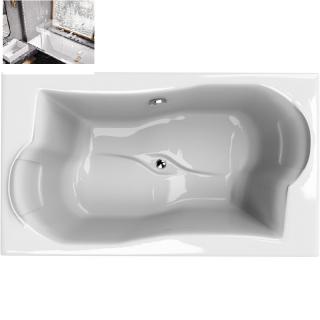 Padova rovná akrylátová vaňa 180x110 cm pre dve osoby, s nožičkami,bez sifónu,čelného a bočného panelu so zástenou EASY SLIDE 98-100x150 cm,chróm