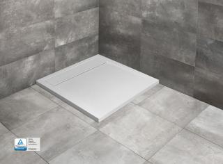 RADAWAY TEOS C 80x80x4 cm, sprchová vanička z liateho mramoru biela bez nožičiek, so sifónom