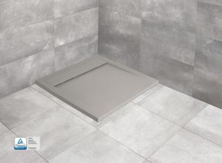 RADAWAY TEOS C 90x90x4 cm, sprchová vanička z liateho mramoru cemento bez nožičiek, so sifónom