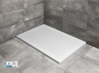 RADAWAY TEOS F 150x 80x4 cm, sprchová vanička z liateho mramoru biela bez nožičiek, so sifónom