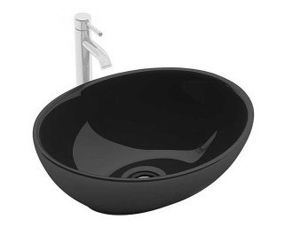 REA SOFIA čierne lesklé keramické umývadlo na dosku 40,5 x 33,5 x14,5 cm