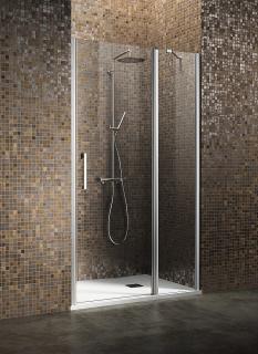 SANOVO otvaravé do priestoru jednokrídlové sprchové dvere s bočným dielom 20 cm M1-T1PLUS  92 - 97 x 190cm,číre sklo,chróm profil
