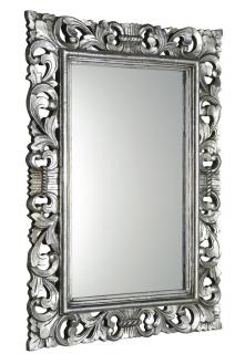 SCULE zrkadlo v ručne vyrezávanom ráme, 70x100cm, strieborná Antique
