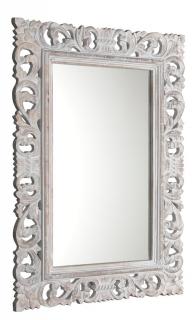 SCULE zrkadlo v ručne vyrezávanom ráme, 80x120cm starobiela,biela