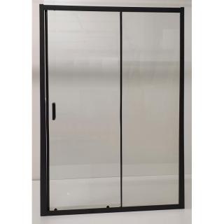 TREOS čierne matné sprchové posuvné dvere do niky 98,9 - 102,9 cm x 190 cm,číre sklo