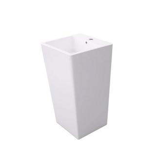 TRIUMF biele voľne stojaté keramické umývadlo výška 83 cm x šírka 40 cm s prepadom a otvorom pre batériu