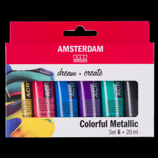 Akrylové farby Amsterdam - sada 6 x 20ml - Colorful Metallic (Akrylové)